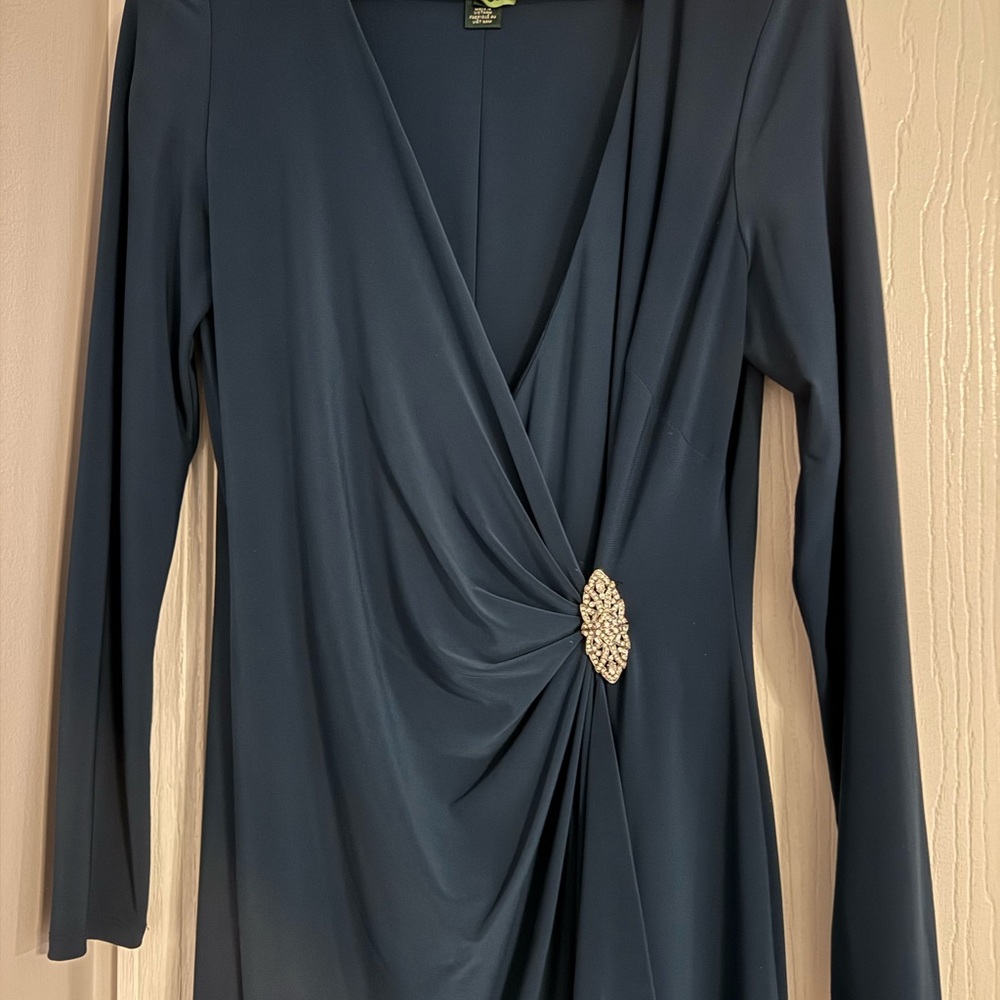 Lauren Ralph Lauren Dark Teal Long Sleeve Evening Gown